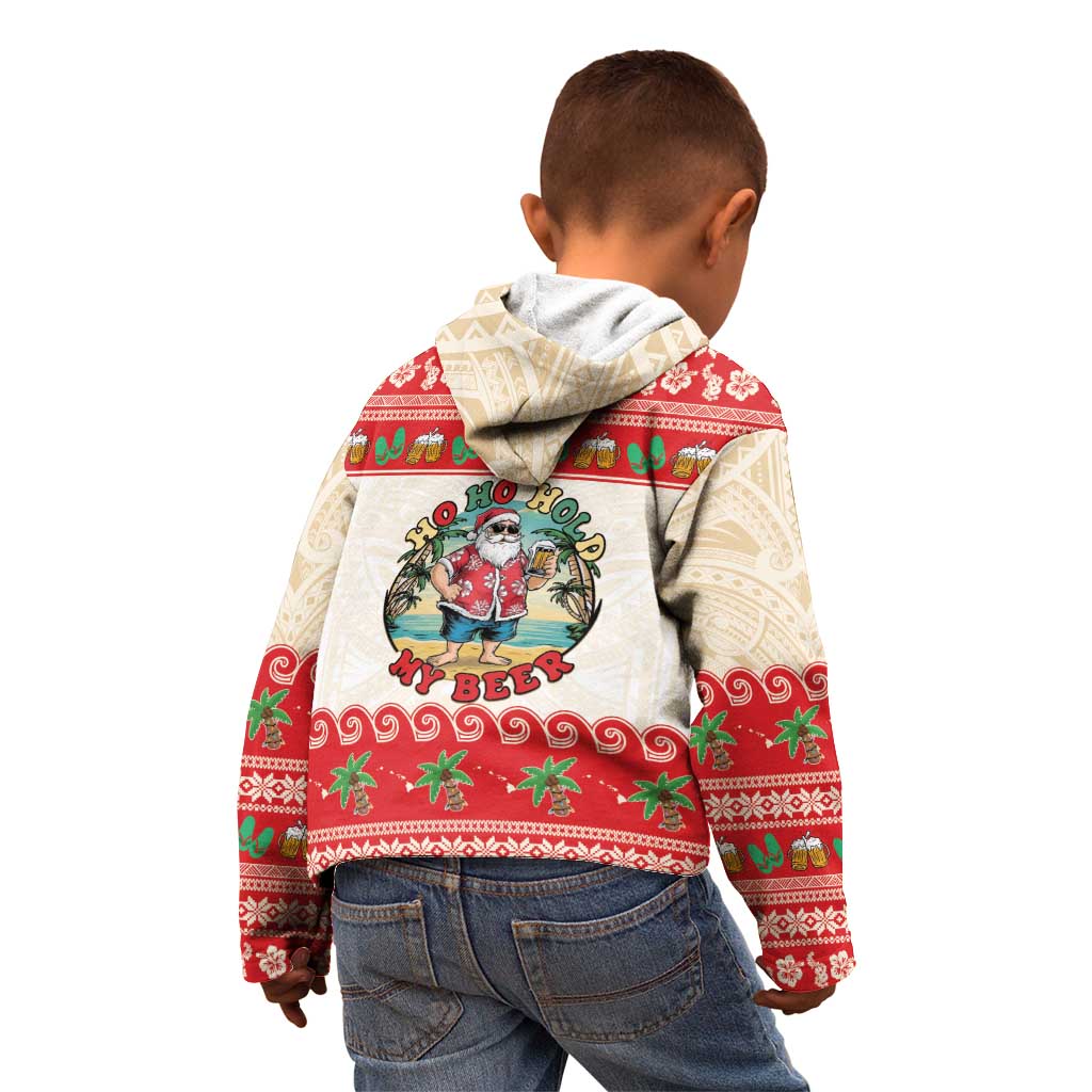 Mele Kalikimaka Hawaii Kid Hoodie Funny Beer-Loving Santa Hawaiian Tropical - Polynesian Pride