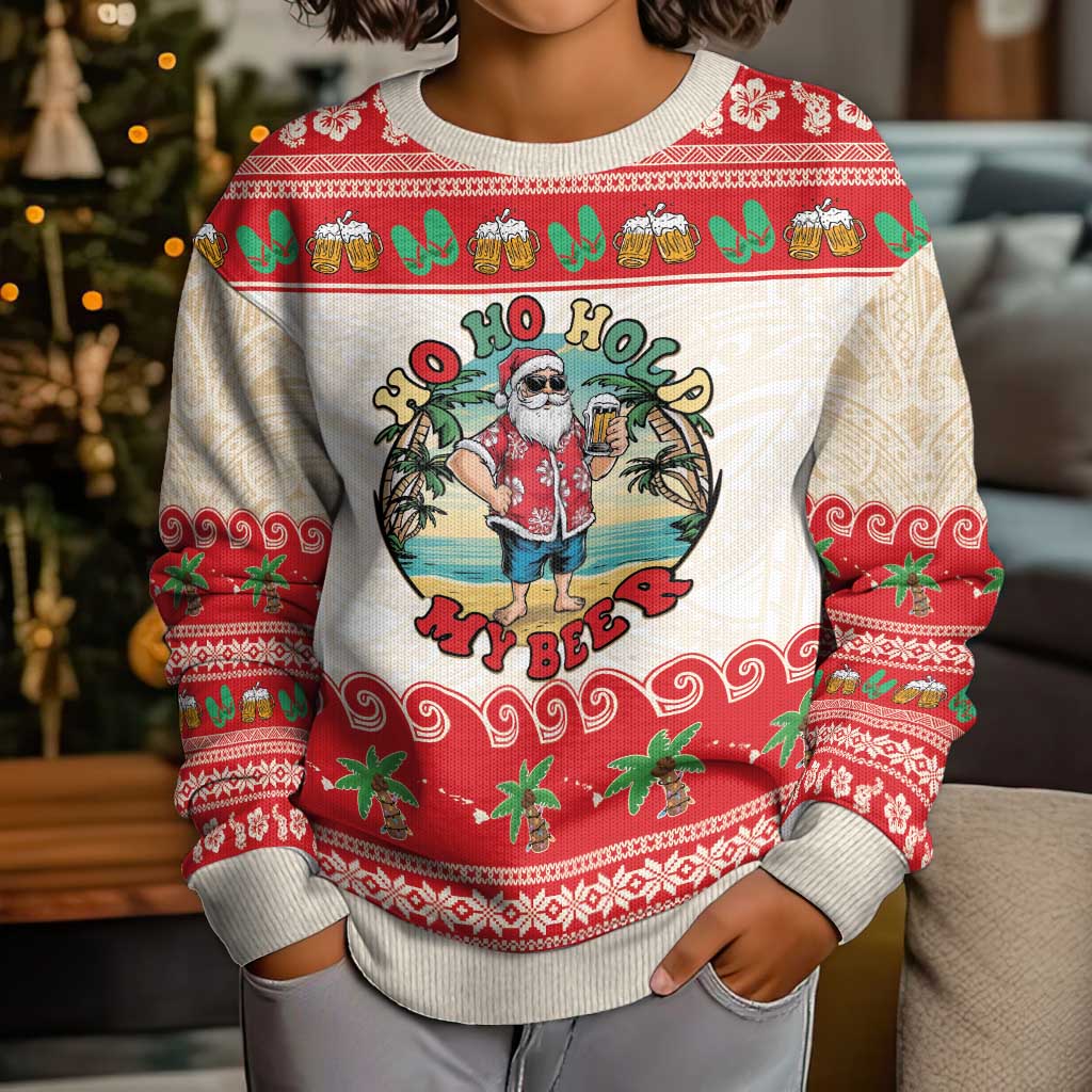Mele Kalikimaka Hawaii Kid Ugly Christmas Sweater Funny Beer-Loving Santa Hawaiian Tropical LT14 - Polynesian Pride