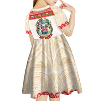 Mele Kalikimaka Hawaii Kid Short Sleeve Dress Funny Beer-Loving Santa Hawaiian Tropical LT14 - Polynesian Pride