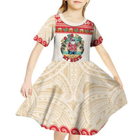 Mele Kalikimaka Hawaii Kid Short Sleeve Dress Funny Beer-Loving Santa Hawaiian Tropical LT14 - Polynesian Pride