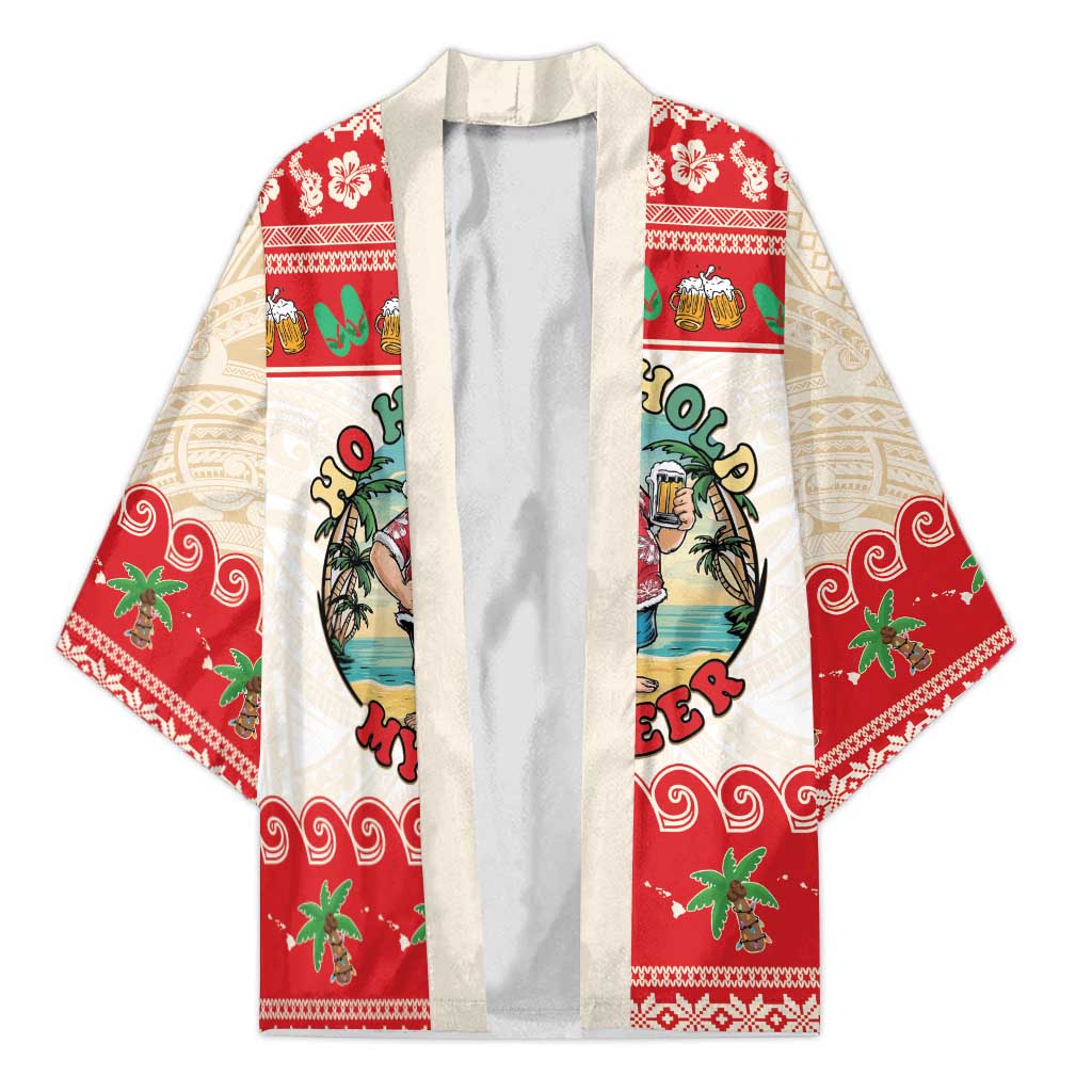 Mele Kalikimaka Hawaii Kimono Funny Beer-Loving Santa Hawaiian Tropical LT14 Unisex Red - Polynesian Pride