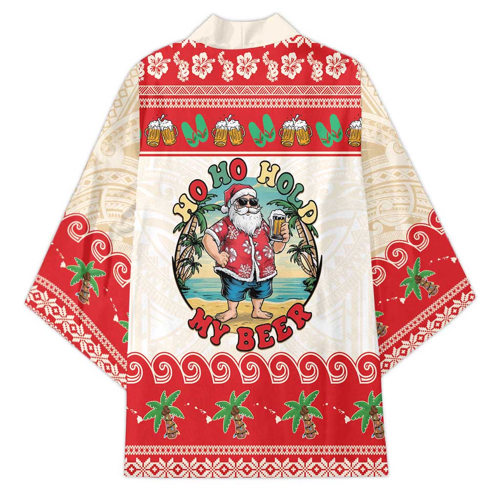 Mele Kalikimaka Hawaii Kimono Funny Beer-Loving Santa Hawaiian Tropical LT14 - Polynesian Pride