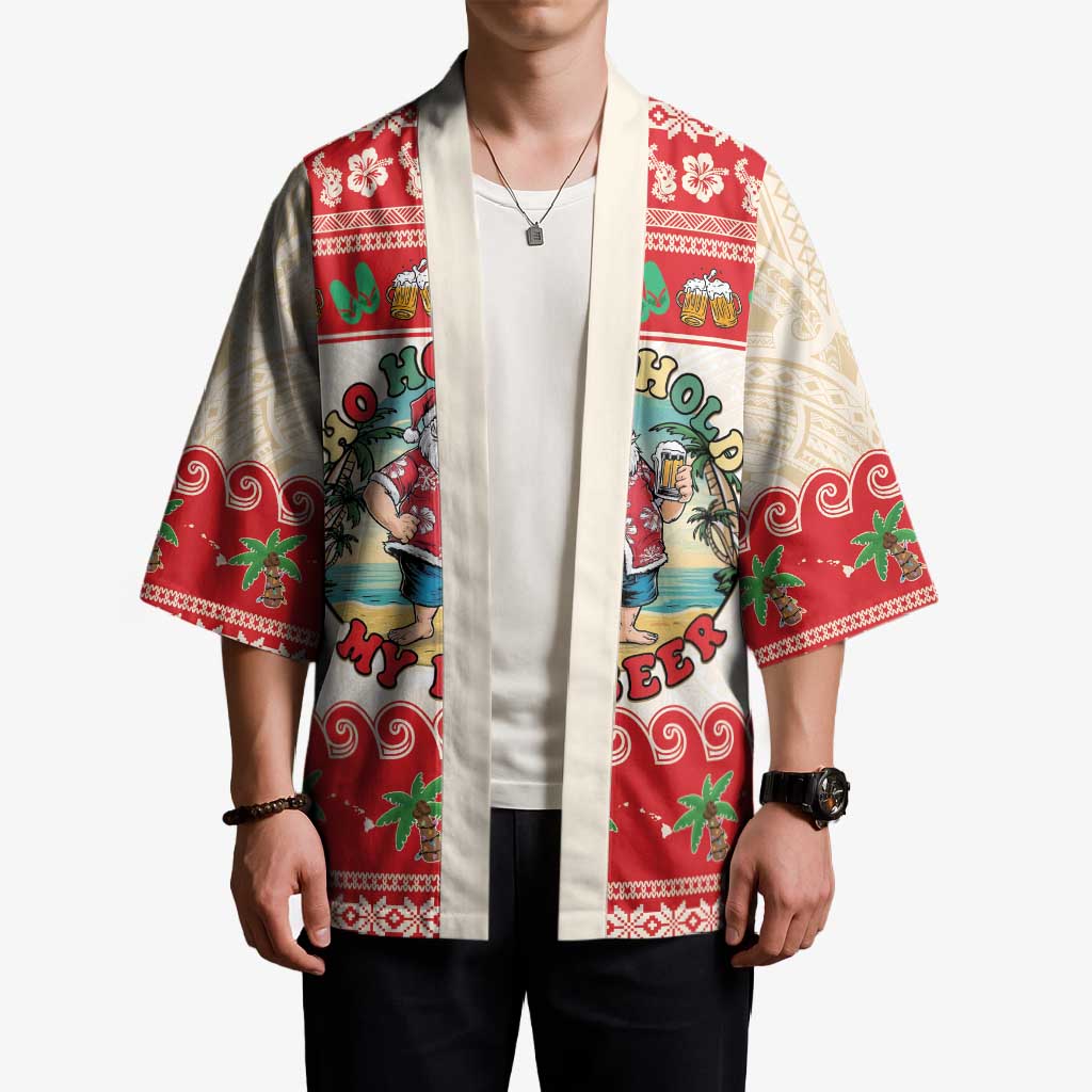 Mele Kalikimaka Hawaii Kimono Funny Beer-Loving Santa Hawaiian Tropical LT14 - Polynesian Pride