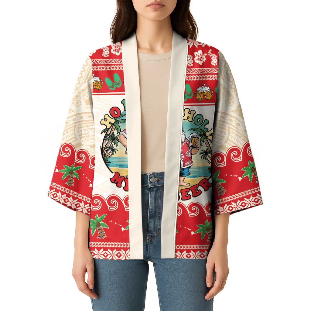 Mele Kalikimaka Hawaii Kimono Funny Beer-Loving Santa Hawaiian Tropical LT14 - Polynesian Pride