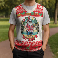 Mele Kalikimaka Hawaii Christmas Knitted V-Neck Vest Funny Beer-Loving Santa Hawaiian Tropical LT14 - Polynesian Pride