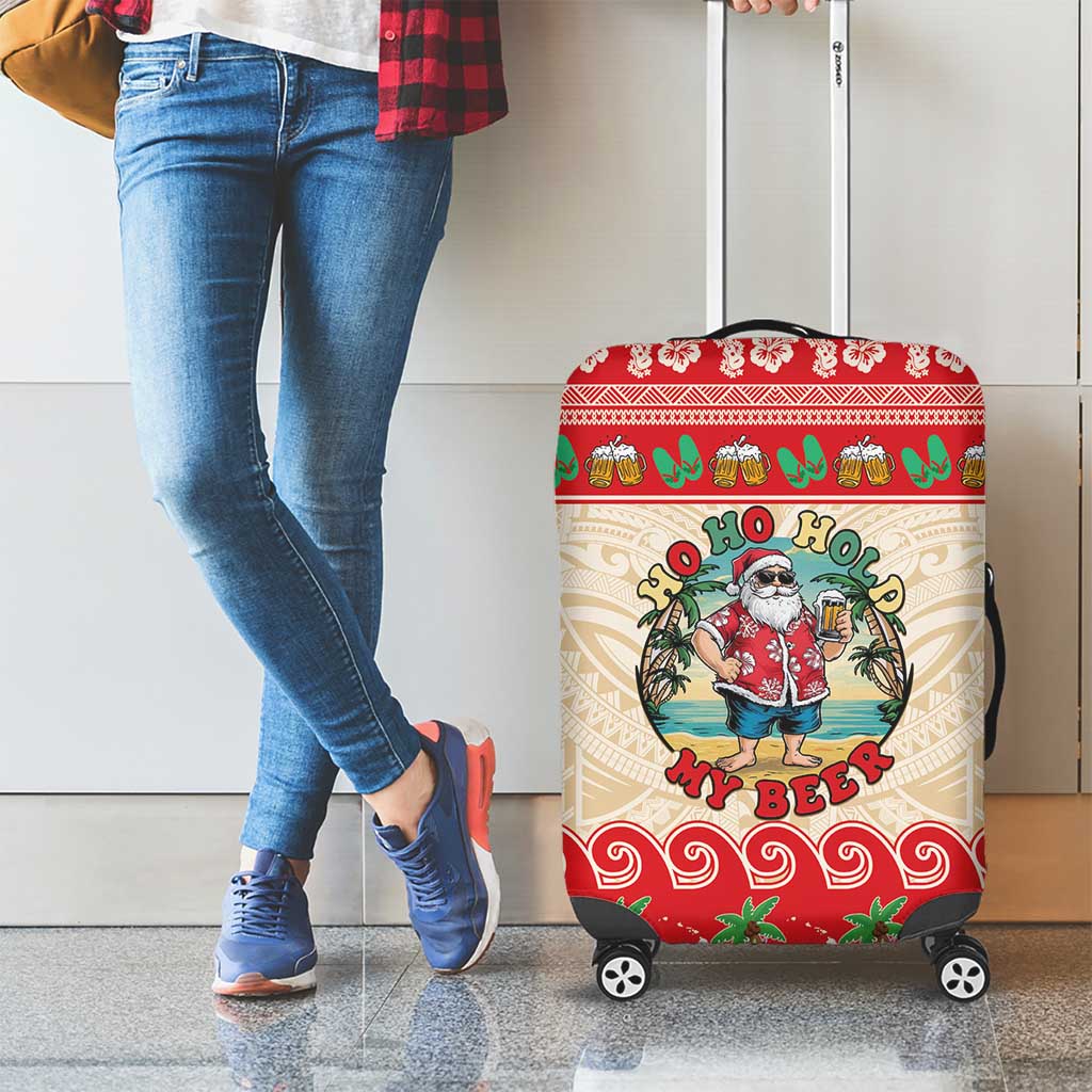 Mele Kalikimaka Hawaii Luggage Cover Funny Beer-Loving Santa Hawaiian Tropical LT14 - Polynesian Pride