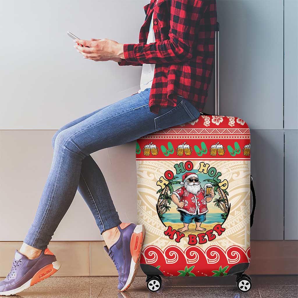 Mele Kalikimaka Hawaii Luggage Cover Funny Beer-Loving Santa Hawaiian Tropical LT14 - Polynesian Pride