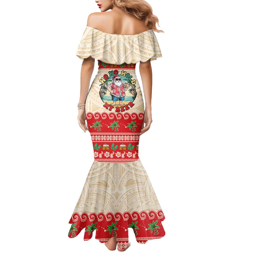 Mele Kalikimaka Hawaii Mermaid Dress Funny Beer-Loving Santa Hawaiian Tropical LT14 - Polynesian Pride
