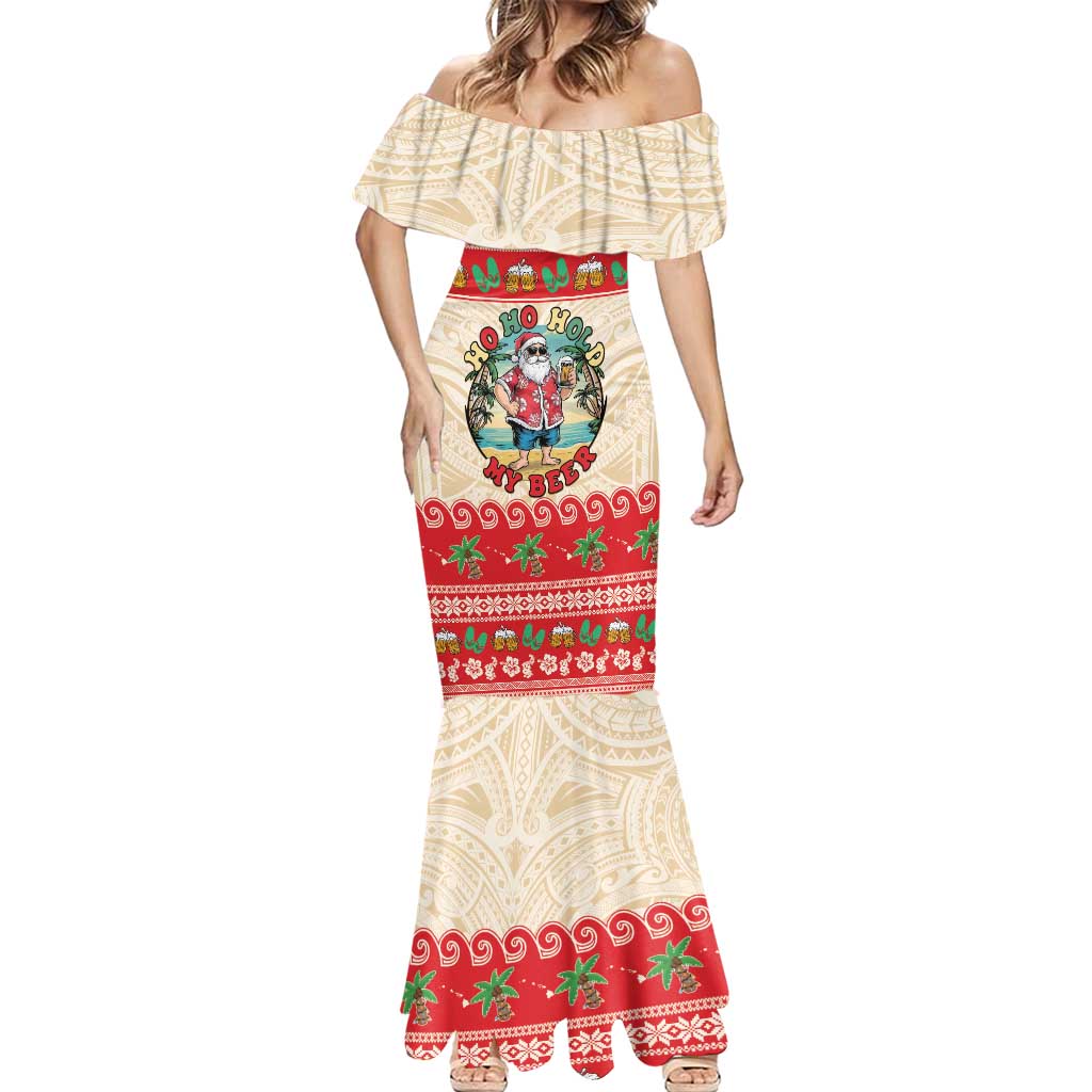 Mele Kalikimaka Hawaii Mermaid Dress Funny Beer-Loving Santa Hawaiian Tropical LT14 - Polynesian Pride