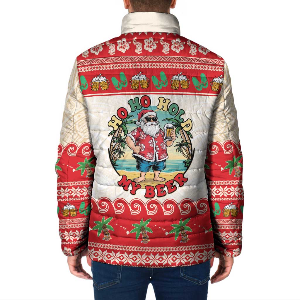 Mele Kalikimaka Hawaii Padded Jacket Funny Beer-Loving Santa Hawaiian Tropical LT14 - Polynesian Pride