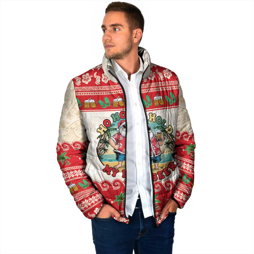 Mele Kalikimaka Hawaii Padded Jacket Funny Beer-Loving Santa Hawaiian Tropical LT14 - Polynesian Pride