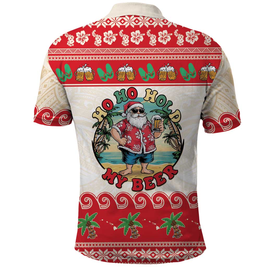 Mele Kalikimaka Hawaii Polo Shirt Funny Beer-Loving Santa Hawaiian Tropical LT14 - Polynesian Pride