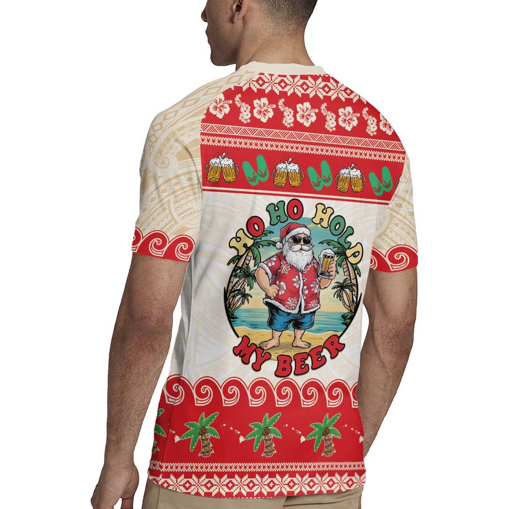 Mele Kalikimaka Hawaii Rugby Jersey Funny Beer-Loving Santa Hawaiian Tropical - Polynesian Pride