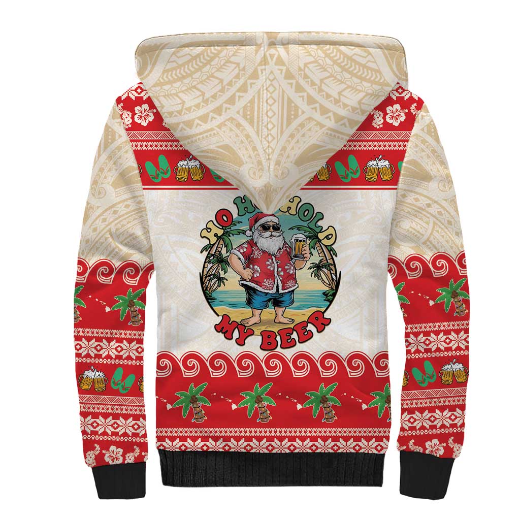 Mele Kalikimaka Hawaii Sherpa Hoodie Funny Beer-Loving Santa Hawaiian Tropical LT14 - Polynesian Pride