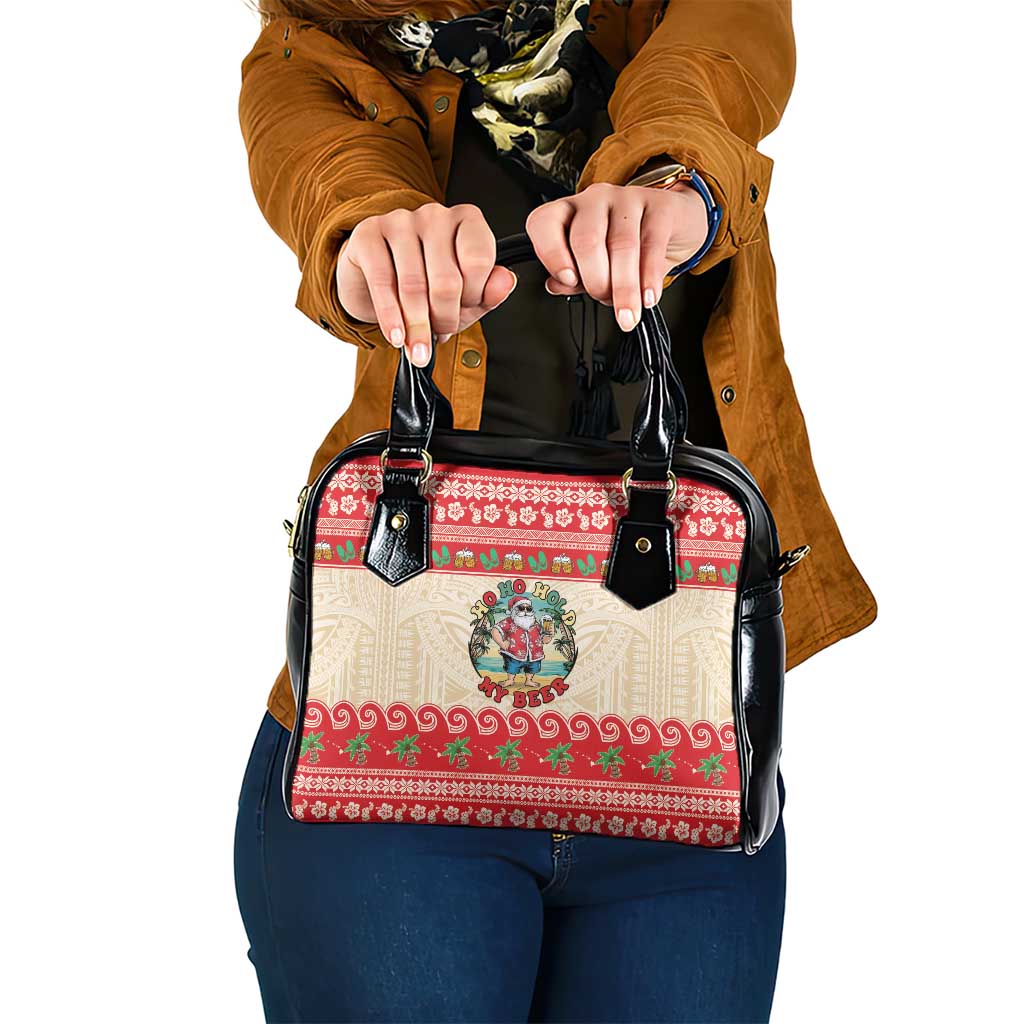 Mele Kalikimaka Hawaii Shoulder Handbag Funny Beer-Loving Santa Hawaiian Tropical LT14 One Size Red - Polynesian Pride