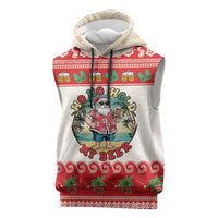 Mele Kalikimaka Hawaii Sleeveless Hoodie Funny Beer-Loving Santa Hawaiian Tropical LT14 Red - Polynesian Pride
