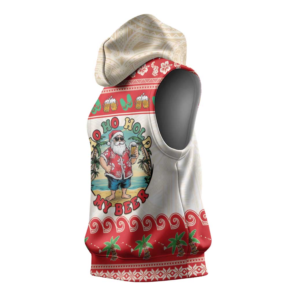 Mele Kalikimaka Hawaii Sleeveless Hoodie Funny Beer-Loving Santa Hawaiian Tropical LT14 - Polynesian Pride