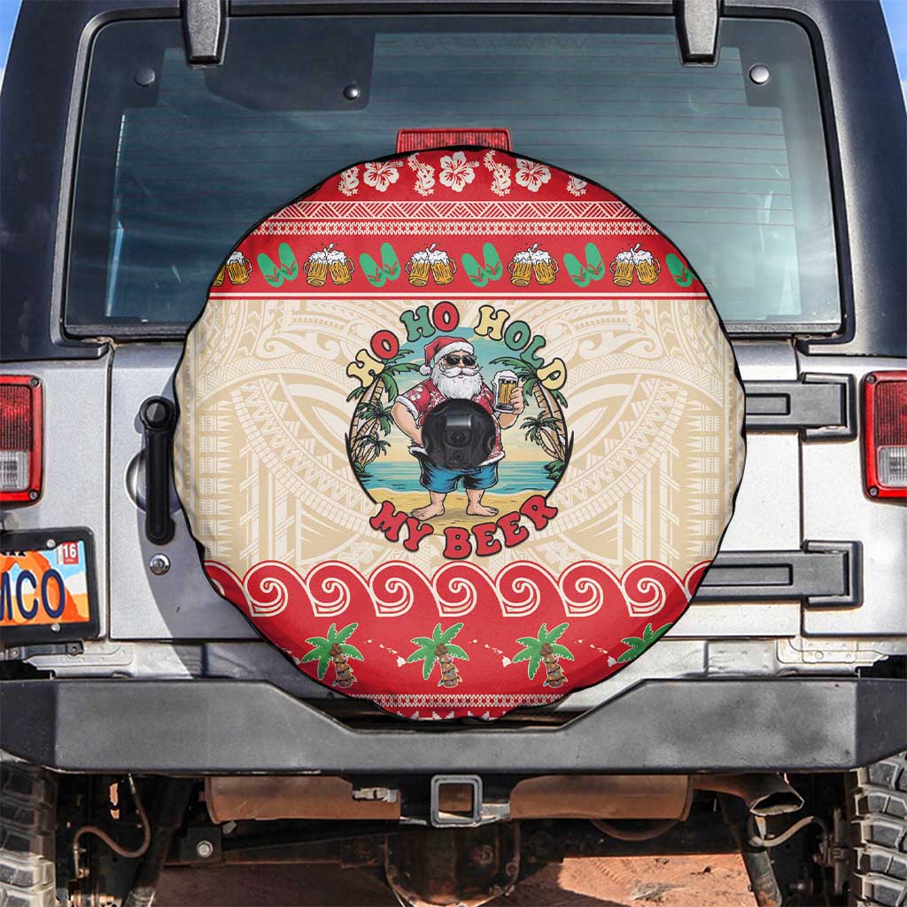 Mele Kalikimaka Hawaii Spare Tire Cover Funny Beer-Loving Santa Hawaiian Tropical LT14 Red - Polynesian Pride