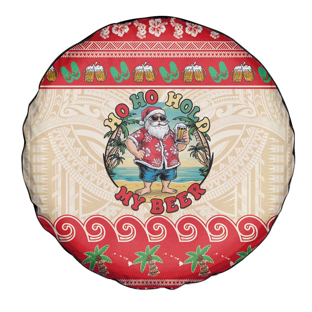 Mele Kalikimaka Hawaii Spare Tire Cover Funny Beer-Loving Santa Hawaiian Tropical LT14 - Polynesian Pride