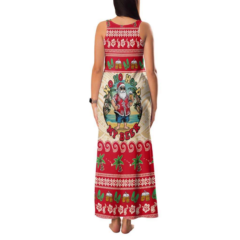 Mele Kalikimaka Hawaii Tank Maxi Dress Funny Beer-Loving Santa Hawaiian Tropical LT14 - Polynesian Pride