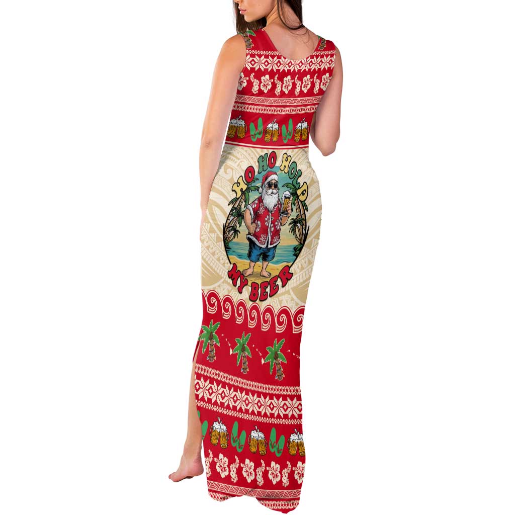 Mele Kalikimaka Hawaii Tank Maxi Dress Funny Beer-Loving Santa Hawaiian Tropical LT14 - Polynesian Pride