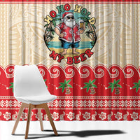 Mele Kalikimaka Hawaii Window Curtain Funny Beer-Loving Santa Hawaiian Tropical LT14 - Polynesian Pride