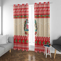 Mele Kalikimaka Hawaii Window Curtain Funny Beer-Loving Santa Hawaiian Tropical LT14 With Grommets Red - Polynesian Pride