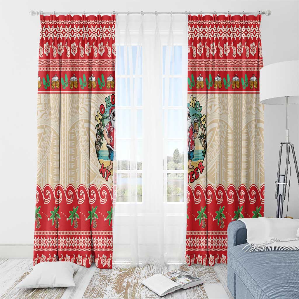 Mele Kalikimaka Hawaii Window Curtain Funny Beer-Loving Santa Hawaiian Tropical LT14 - Polynesian Pride