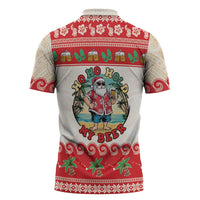 Mele Kalikimaka Hawaii Zipper Polo Shirt Funny Beer-Loving Santa Hawaiian Tropical LT14 - Polynesian Pride