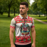 Mele Kalikimaka Hawaii Zipper Polo Shirt Funny Beer-Loving Santa Hawaiian Tropical LT14 - Polynesian Pride