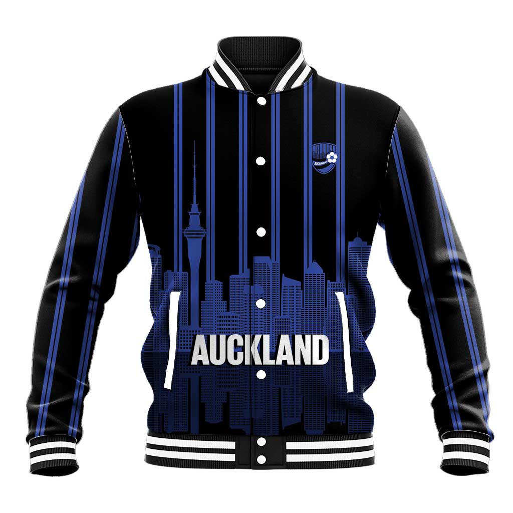 New Zealand Auckland Football Custom Baseball Jacket Go City of Sails Est 2025 LT14 Unisex Black - Polynesian Pride