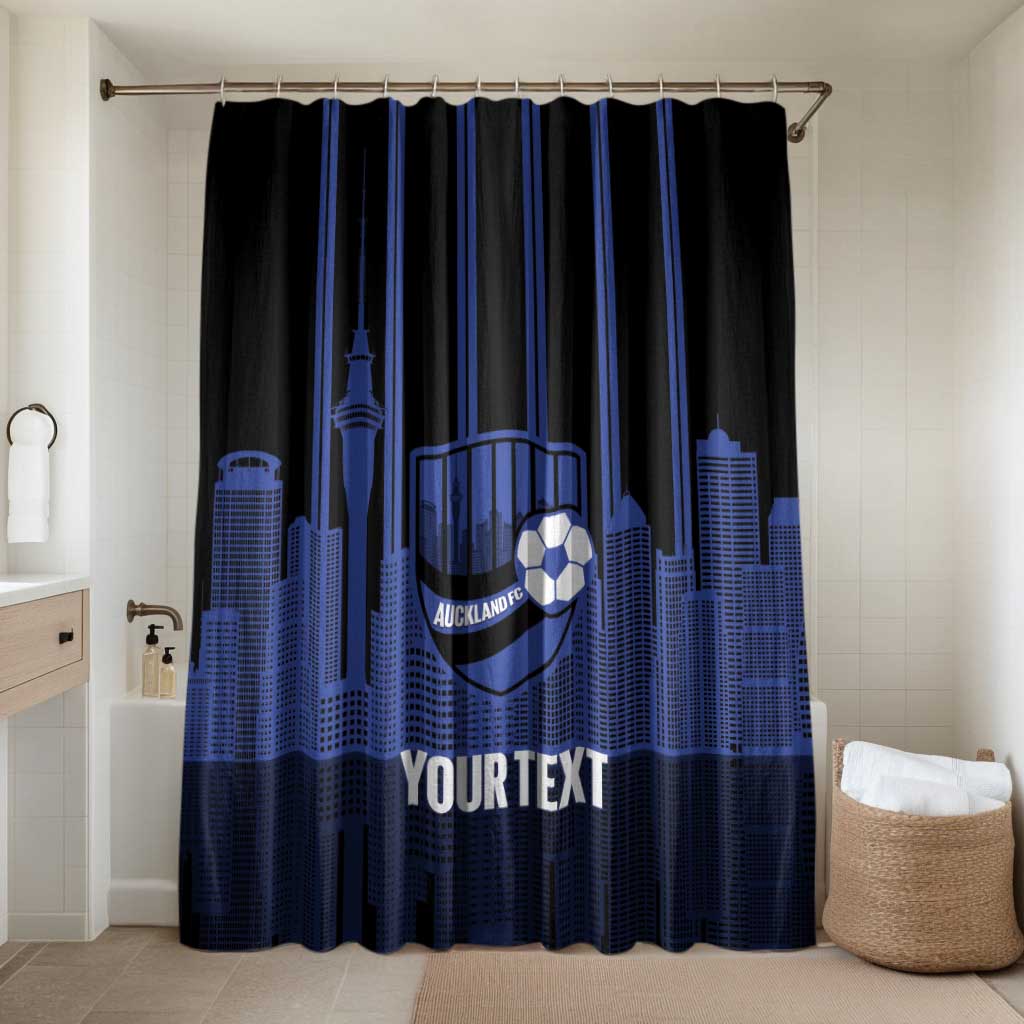 New Zealand Auckland Football Custom Bathroom Set Go City of Sails Est 2025 LT14 Shower Curtain Only Black - Polynesian Pride