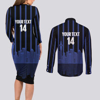 New Zealand Auckland Football Custom Couples Matching Long Sleeve Bodycon Dress and Long Sleeve Button Shirt Go City of Sails Est 2025 LT14 - Polynesian Pride