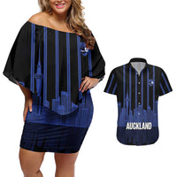 New Zealand Auckland Football Custom Couples Matching Off Shoulder Short Dress and Hawaiian Shirt Go City of Sails Est 2025 LT14 Black - Polynesian Pride