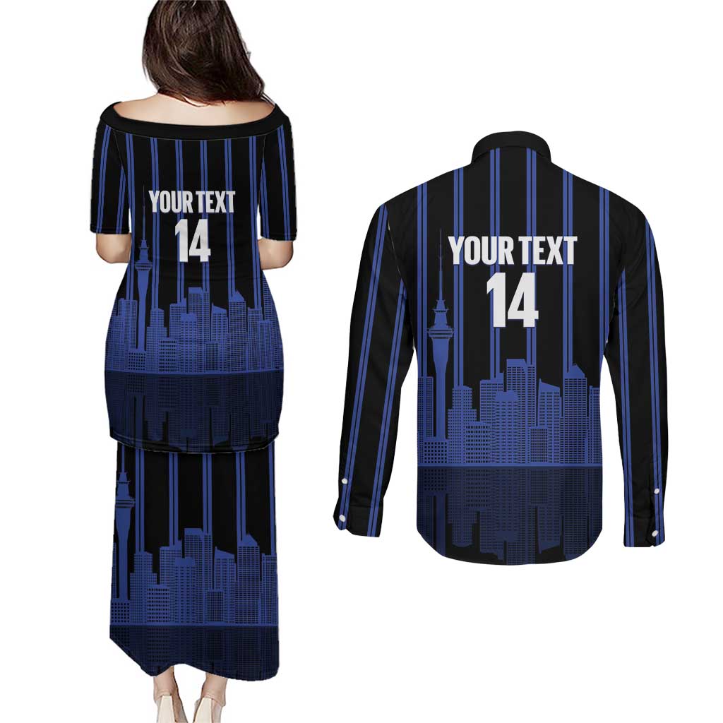 New Zealand Auckland Football Custom Couples Matching Puletasi and Long Sleeve Button Shirt Go City of Sails Est 2025 LT14 - Polynesian Pride