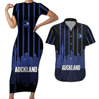 New Zealand Auckland Football Custom Couples Matching Short Sleeve Bodycon Dress and Hawaiian Shirt Go City of Sails Est 2025 LT14 Black - Polynesian Pride