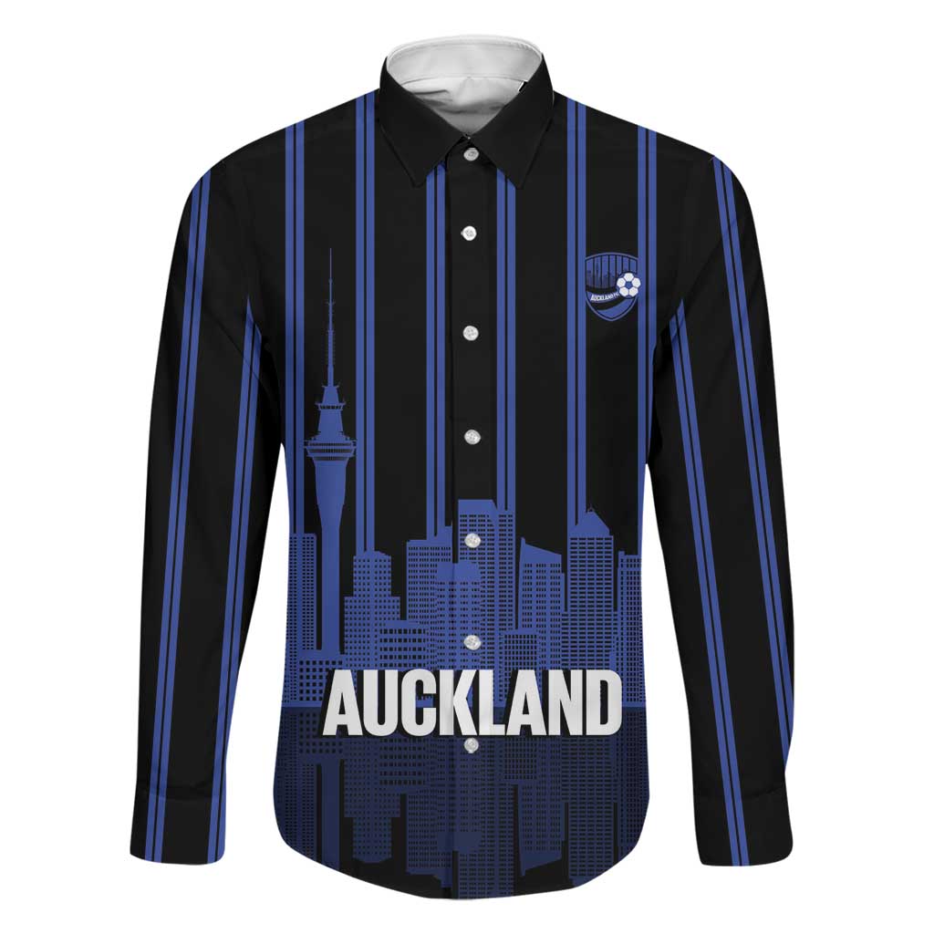 New Zealand Auckland Football Custom Family Matching Mermaid Dress and Hawaiian Shirt Go City of Sails Est 2025 LT14 Dad's Shirt - Long Sleeve Black - Polynesian Pride
