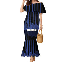 New Zealand Auckland Football Custom Family Matching Mermaid Dress and Hawaiian Shirt Go City of Sails Est 2025 LT14 Mom's Dress Black - Polynesian Pride