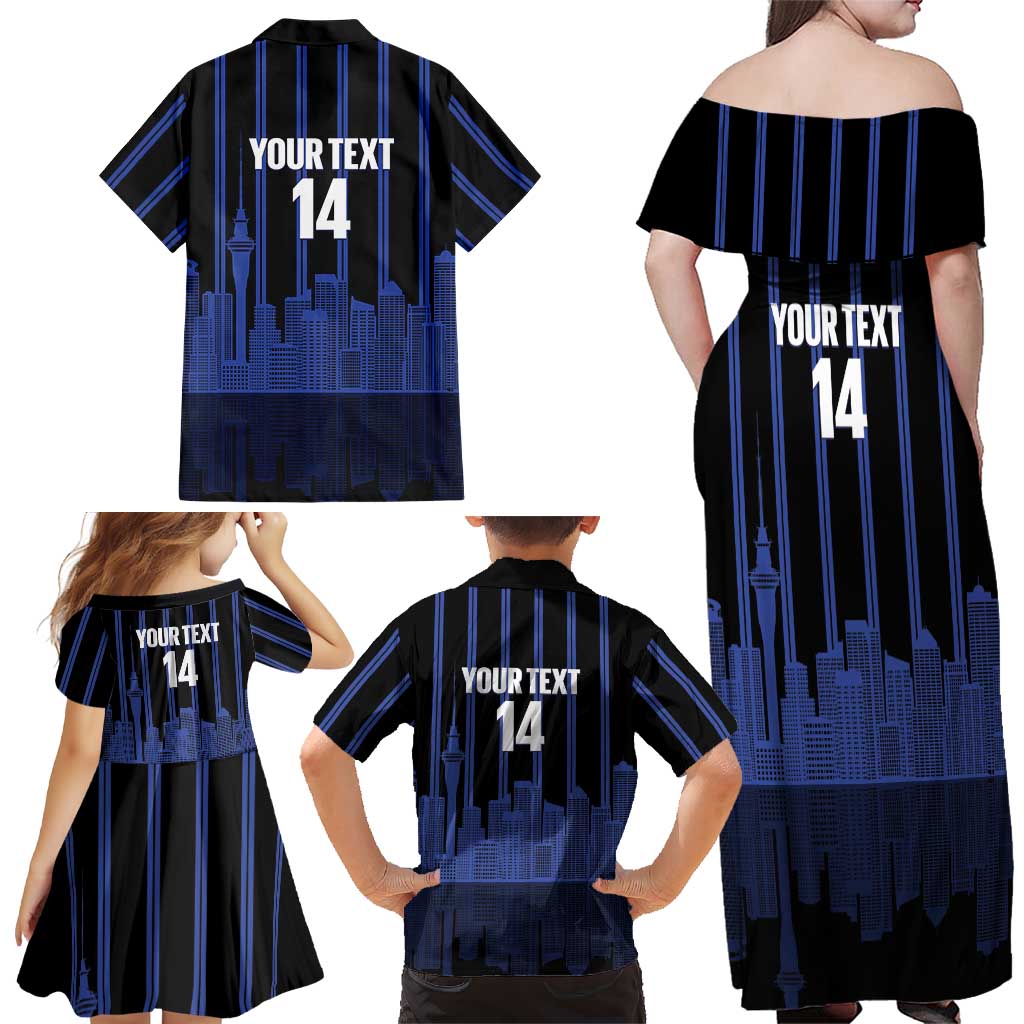 New Zealand Auckland Football Custom Family Matching Off Shoulder Maxi Dress and Hawaiian Shirt Go City of Sails Est 2025 LT14 - Polynesian Pride