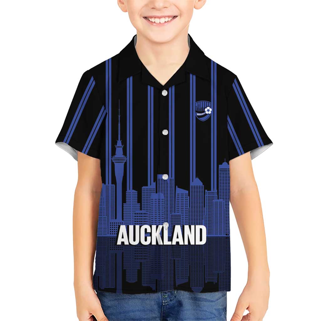 New Zealand Auckland Football Custom Family Matching Puletasi and Hawaiian Shirt Go City of Sails Est 2025 LT14 Son's Shirt Black - Polynesian Pride