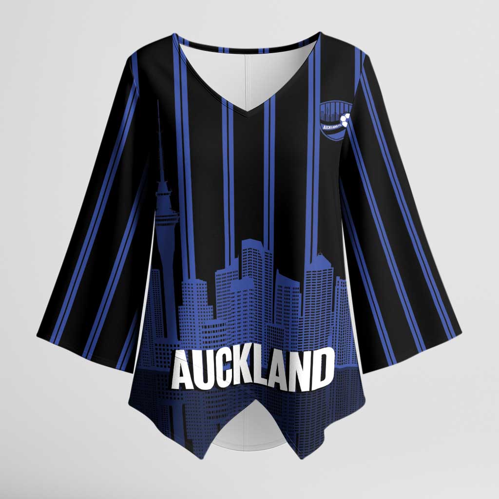 New Zealand Auckland Football Custom Kimono Sleeve Blouse Go City of Sails Est 2025 LT14 Female Black - Polynesian Pride