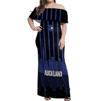 New Zealand Auckland Football Custom Off Shoulder Maxi Dress Go City of Sails Est 2025 LT14 Women Black - Polynesian Pride