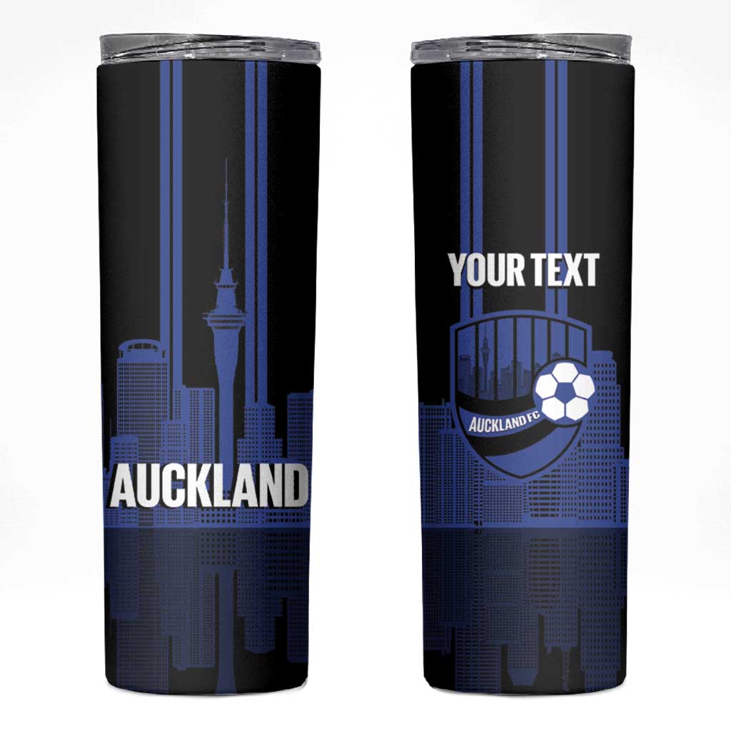New Zealand Auckland Football Custom Skinny Tumbler Go City of Sails Est 2025 LT14 Black - Polynesian Pride