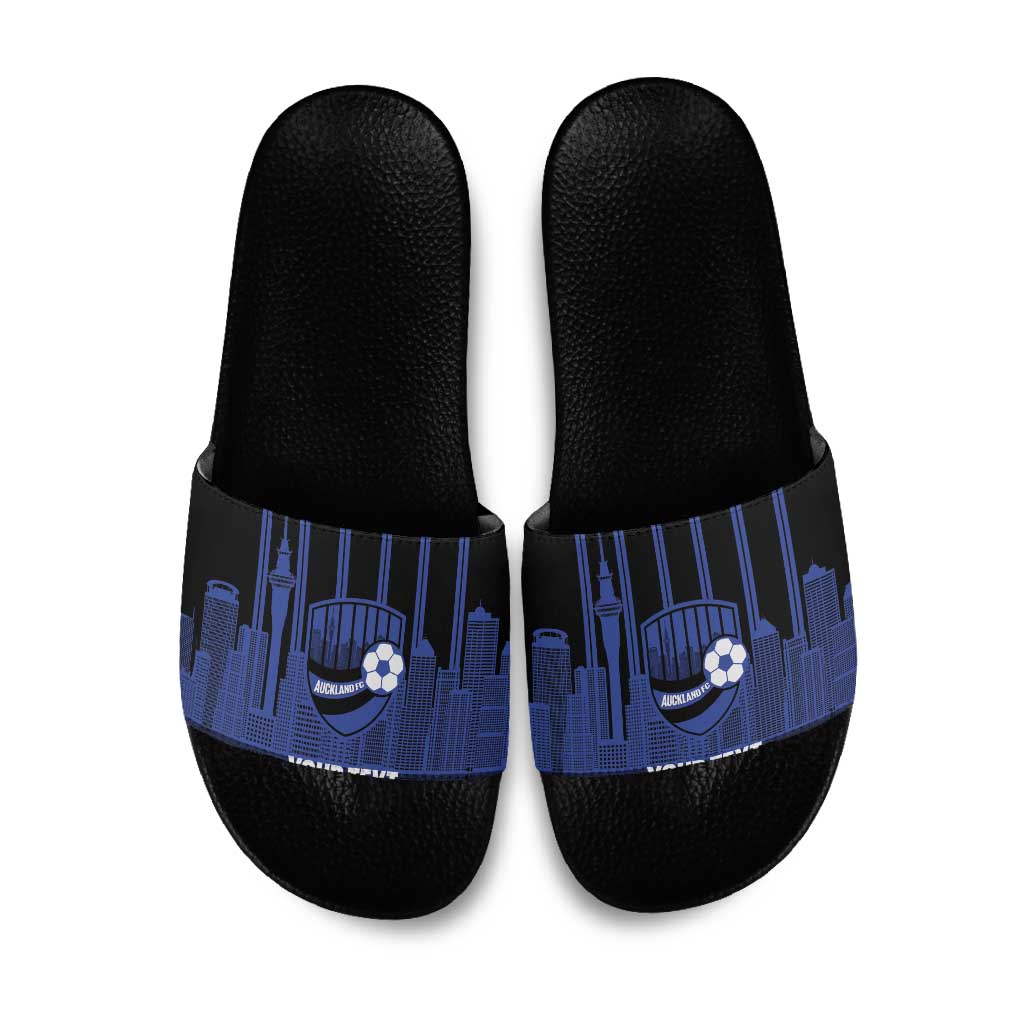 New Zealand Auckland Football Custom Slide Sandals Go City of Sails Est 2025 LT14 Black - Polynesian Pride