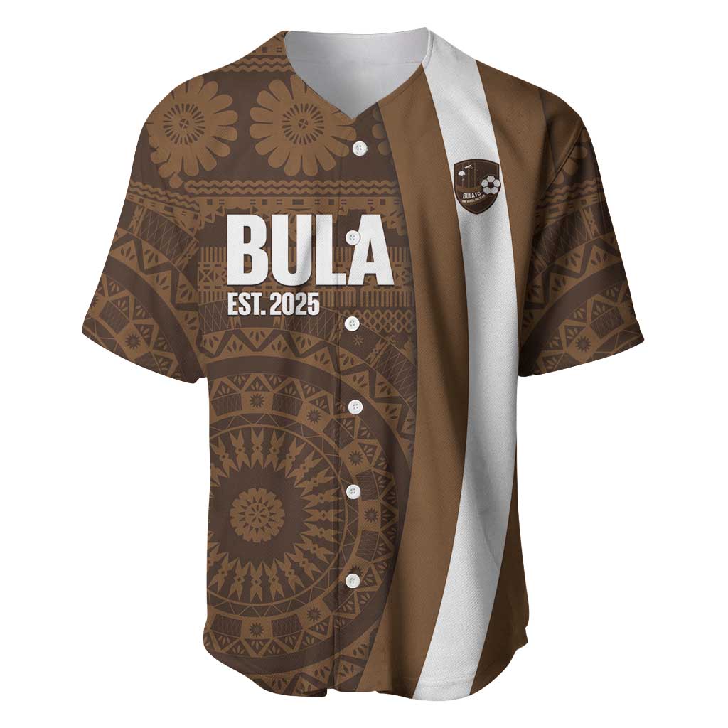 Bula Fiji Football Custom Baseball Jersey One Vanua One Team Tapa Pattern LT14 Brown - Polynesian Pride