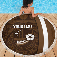 Bula Fiji Football Custom Beach Blanket One Vanua One Team Tapa Pattern