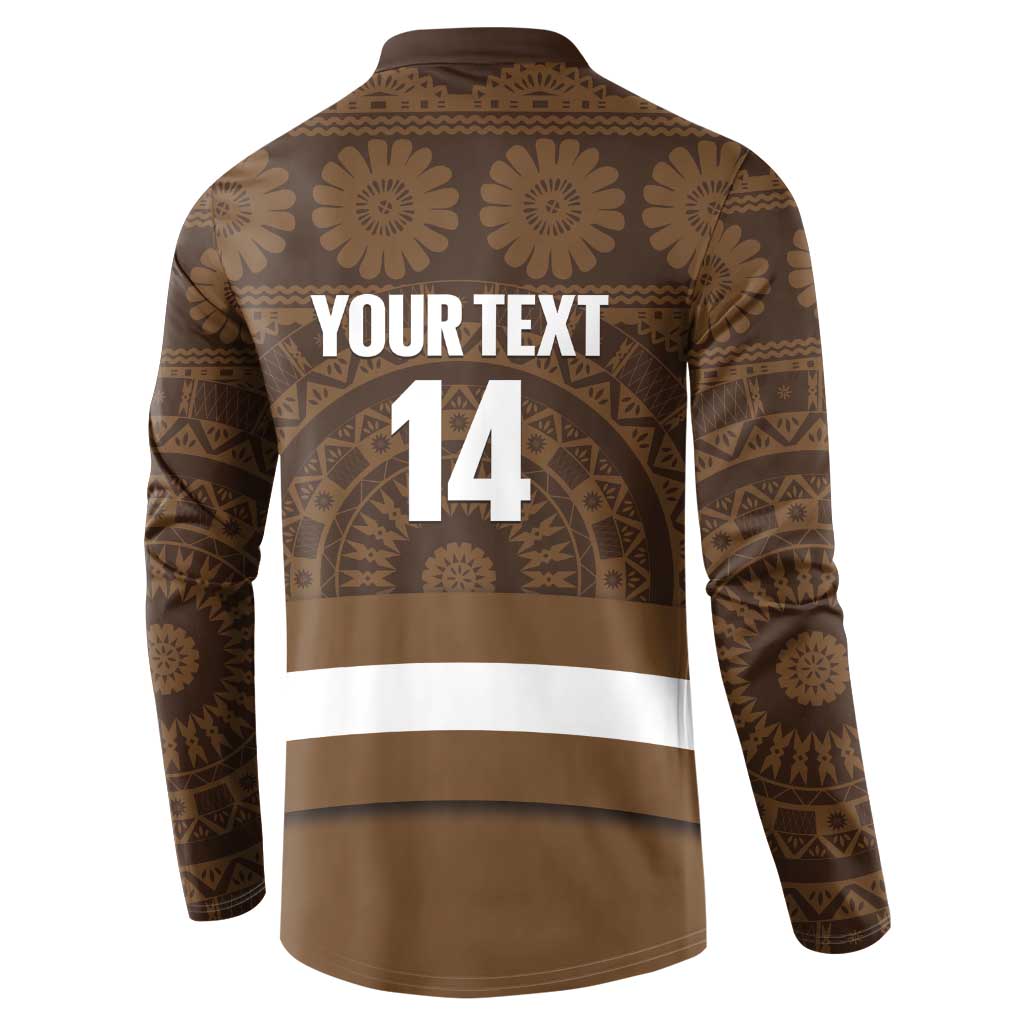 Bula Fiji Football Custom Button Sweatshirt One Vanua One Team Tapa Pattern
