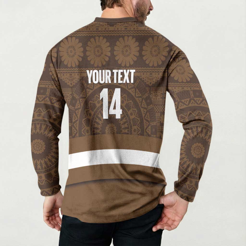 Bula Fiji Football Custom Button Sweatshirt One Vanua One Team Tapa Pattern