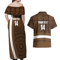 Bula Fiji Football Custom Couples Matching Off Shoulder Maxi Dress and Hawaiian Shirt One Vanua One Team Tapa Pattern LT14 - Polynesian Pride