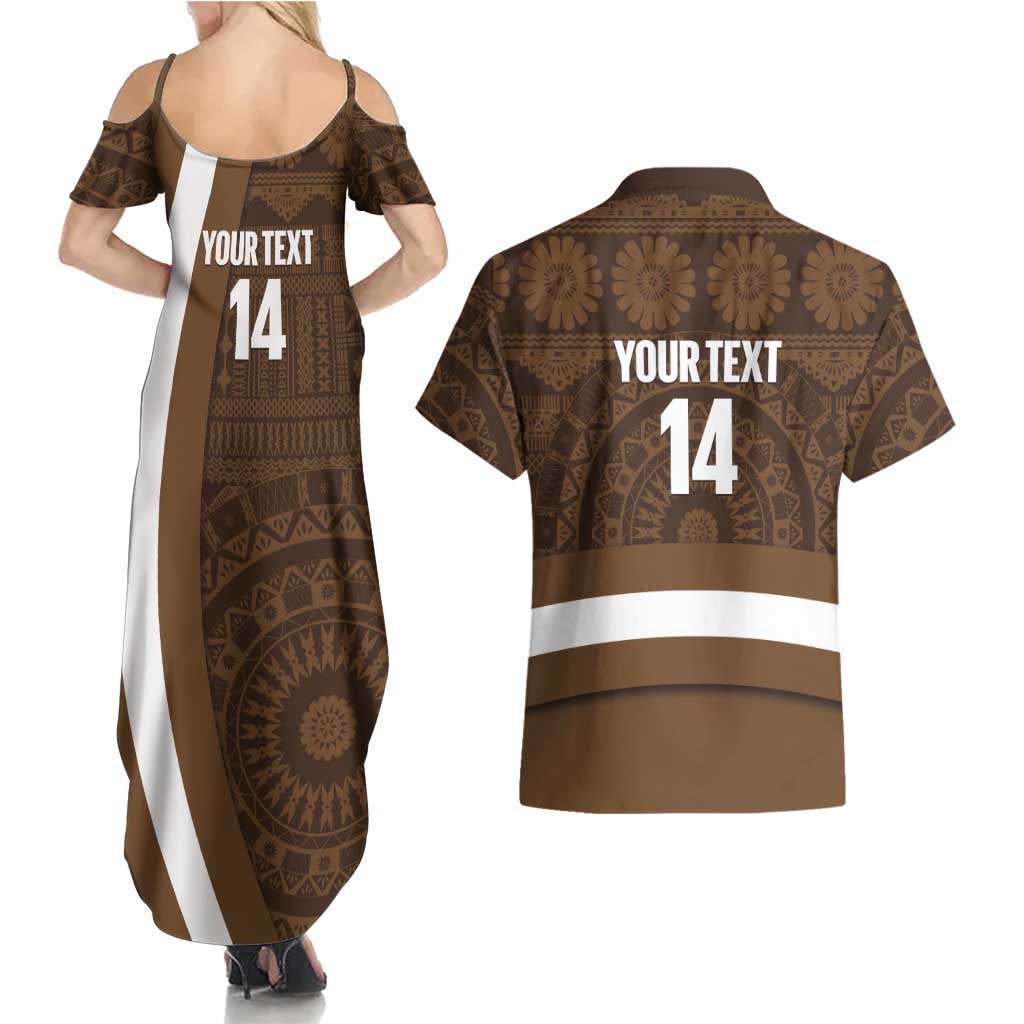 Bula Fiji Football Custom Couples Matching Summer Maxi Dress and Hawaiian Shirt One Vanua One Team Tapa Pattern LT14 - Polynesian Pride
